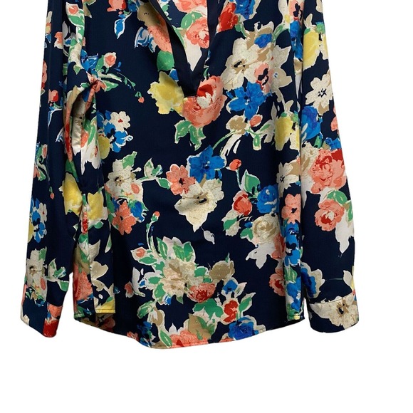 LAUREN Ralph Lauren Multi-Color Floral Print Long Sleeve Size Blouse Size Large - Picture 2 of 8